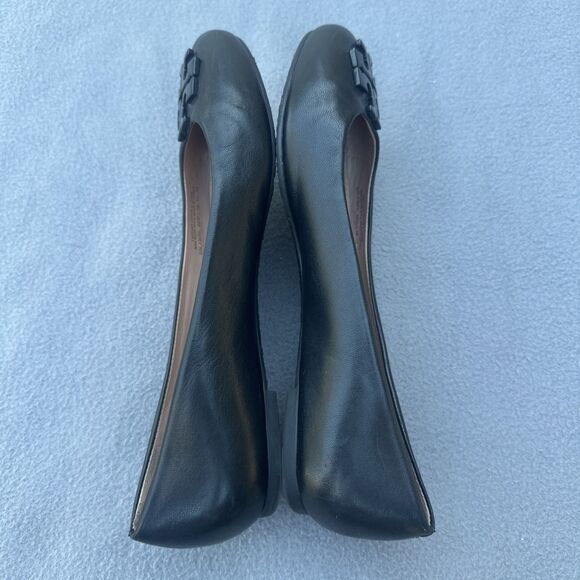 Tory Burch Lowell 2 Leather Ballet Flats Womens Size 7M Black Logo - Picture 5 of 9